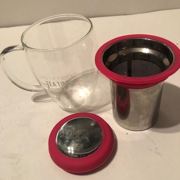 Gelmoment glass tea mug with infuser, lid and silicone band- like new - Picture 3 of 8
